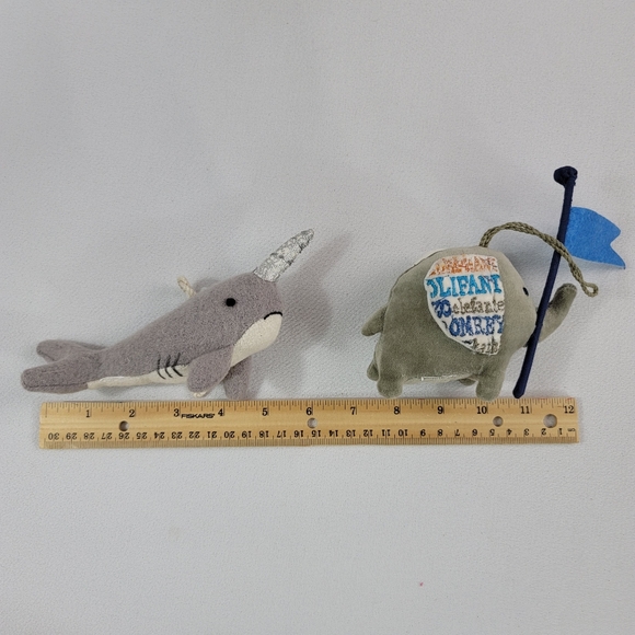 (14) Fabric Animals Christmas Holiday Ornaments - Llama Narhwal Elephant Bird - Picture 12 of 16